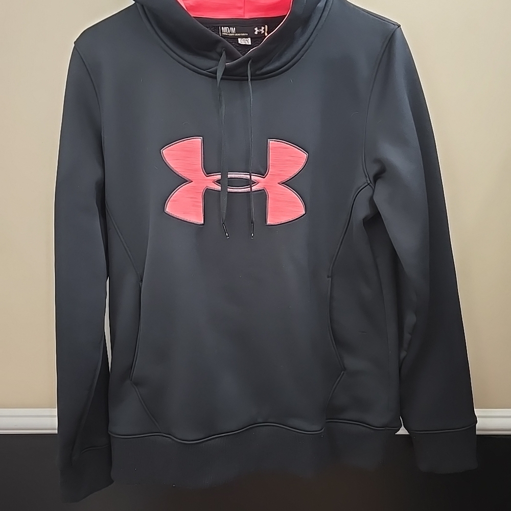 Under Armour Black and Peach Hoodie Womens Sz M Worn 2 Times